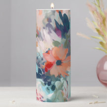 Bleu rouge Abstrait peinture motif floral