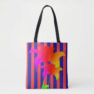 Bleu rouge Sac fourre-tout floral arc-en-ciel