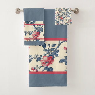 Bleu roux avec toile rouge et bleue de Jouy Trim