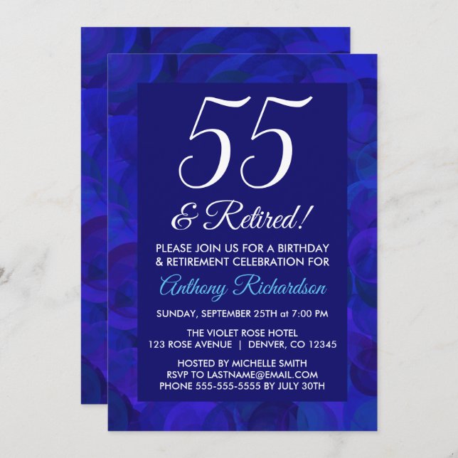 Bleu Royal 55 et Invitation à la Fête de Retraite  (Devant / Derrière)