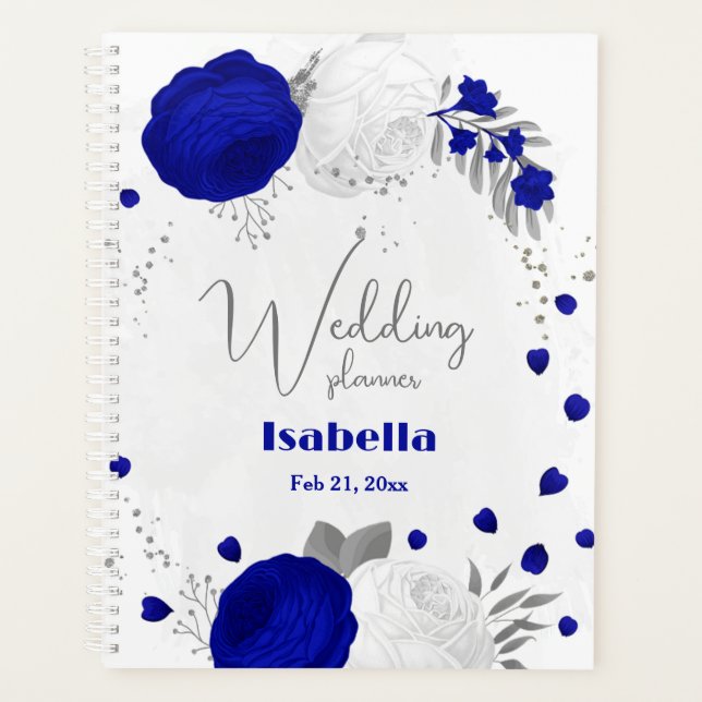 bleu royal et fleurs blanches argent (Devant)