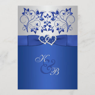 Bleu royal et invitation 2 de coeurs jointive par