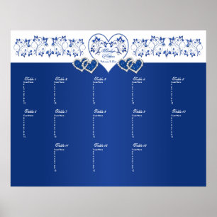 Bleu royal, tableau floral blanc Poster de siège
