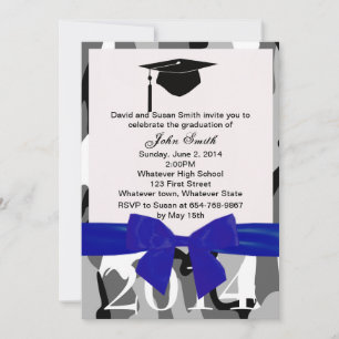 Bleu Ruban Et Camo Gris Invitation De Graduation