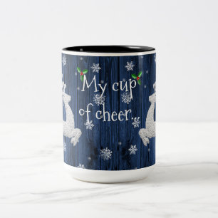 Bleu Rustique café renne de Noël Mug