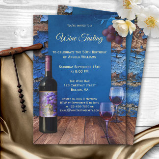 Bleu Rustique Dégustation de vin Invitation