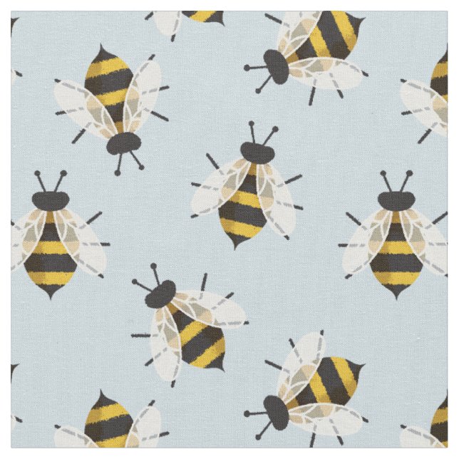 Bleu Rustique Illustré tissu d'abeille (Fermer)