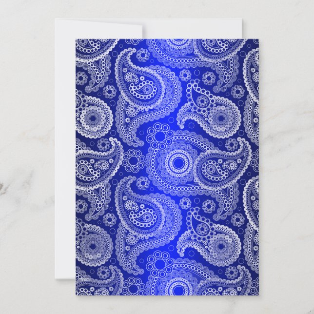 Bleu Satin et Faire-part de mariage Paisley (Devant)