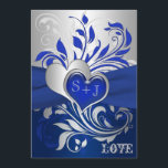 Bleu, Scrolls Argent, Faire-part de mariage Coeur<br><div class="desc">Cette faire-part de mariage romantique à rayures bleu et gris marine et argenté a un ruban bleu IMPRIMÉ et un coeur uni bleu argenté et bouffant avec des initiales "gravé" dans le coeur bleu. Il conviendra à merveille à un mariage à thème bleu et argent, ou à un mariage de...</div>