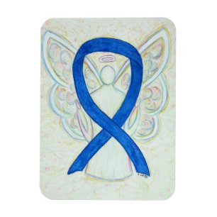 Bleu Sensibilisation Ruban Angel Magnet d'art