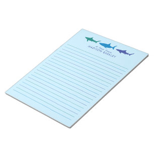Bleu Sharks mignon Bloc-notes stationnaire pour en