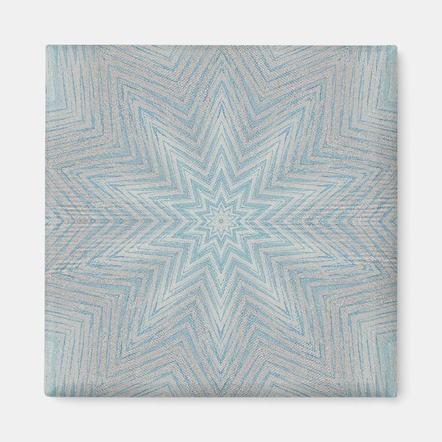 Bleu Silver Blanc Kaleidoscope Motifs Magnets (Devant)