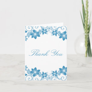 Bleu simple Carte de remerciements florale