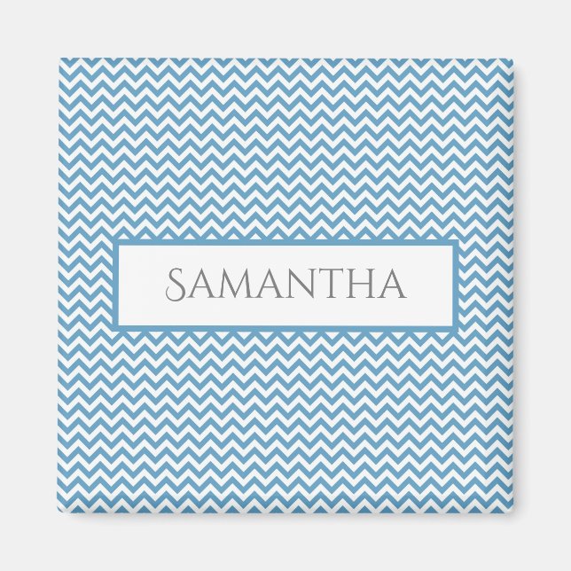 Bleu simple Chevron Magnet personnalisé (Devant)