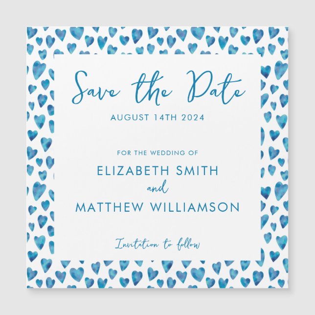 Bleu simple Enregistrer le Mariage de date (Devant)