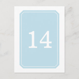 Bleu Simplement élégant Numéro de table Carte post