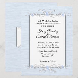 Bleu simplicité Faire-part de mariage traditionnel