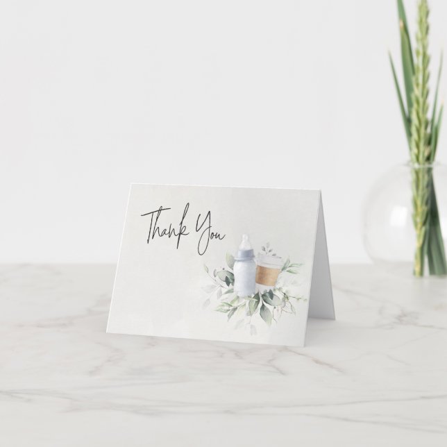 Bleu Sip & Voir Nouveau Bébé Carte de remerciement (Devant)