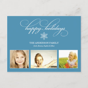 BLEU SNOWFLAKE   CARTE PHOTO de vacances