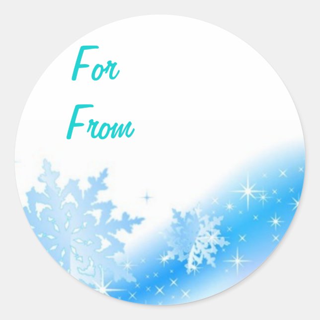 Bleu Snowflakes Noël Nom cadeau Sticker (Devant)