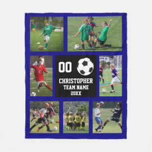 Bleu Soccer photo collage polaire couverture