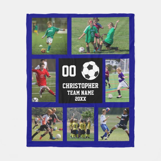Bleu Soccer photo collage polaire couverture (Devant)