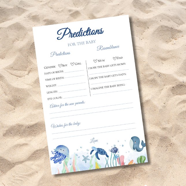 Bleu sous le baby shower de mer Jeu de prédictions (Créateur téléchargé)