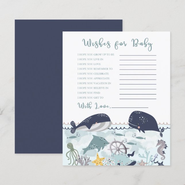 Bleu sous mer Océan Baby shower Voeux pour bébé I (Devant / Derrière)