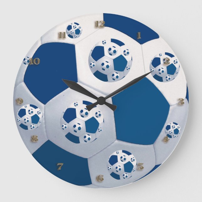 Bleu Space Soccer Ball Horloge murale (Recto)