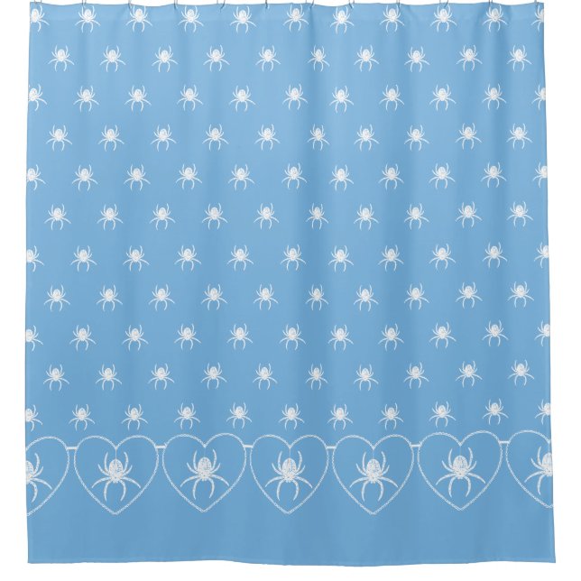 Bleu Spider Coeur Bordure Douche rideau (Devant)