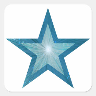 Bleu Star autocollant carré blanc
