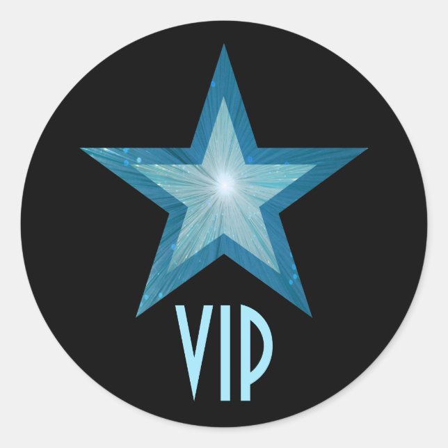 Bleu Star VIP autocollant rond noir (Devant)