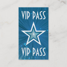 Bleu Star 'VIP PASS' carte de visite blanc dos