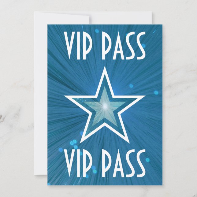 Bleu Star 'VIP PASS' invitation blanc (Devant)