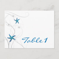 Bleu Starfish et Corail argenté Numéro de table