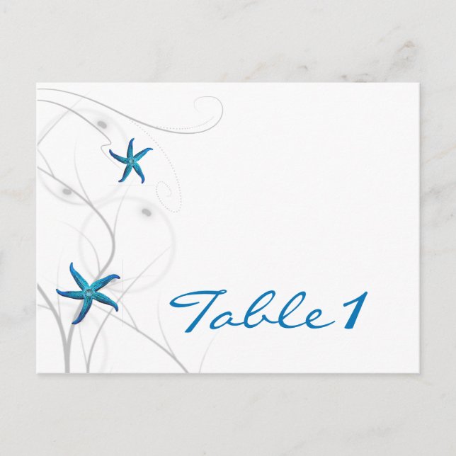 Bleu Starfish et Corail argenté Numéro de table (Devant)