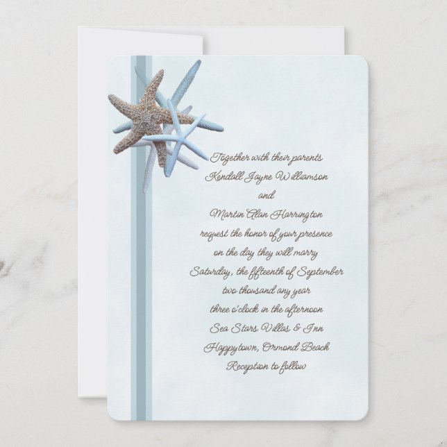 Bleu Starfish Invitations de mariage (Devant)