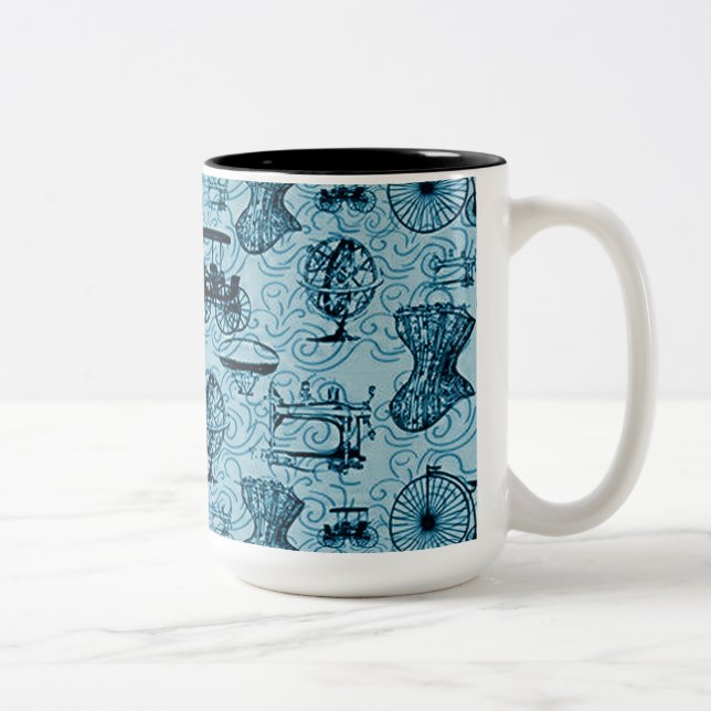 Bleu Steampunk Motif café Mug (Droit)
