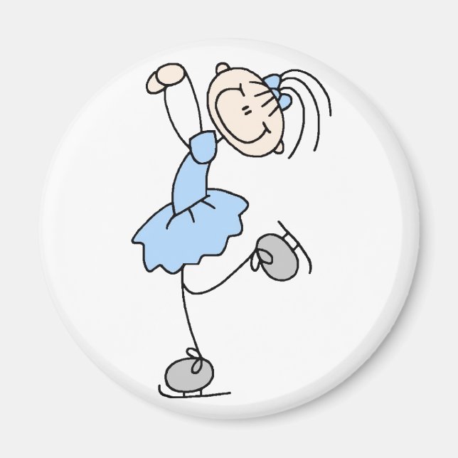 Bleu Stick Figure Girl Skater Magnet (Devant)