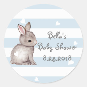 Bleu Stickers Baby shower Bunny Coeur