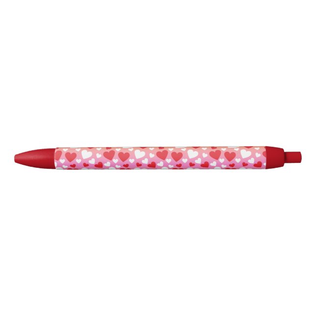 Bleu Stylo à motif de cœurs rouges et blancs (Devant)