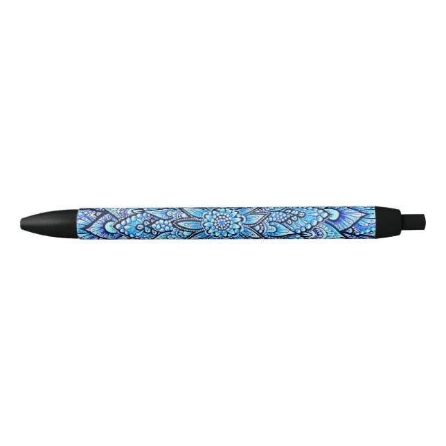 Bleu Stylo de conception de mandala au crayon de couleu (Devant)