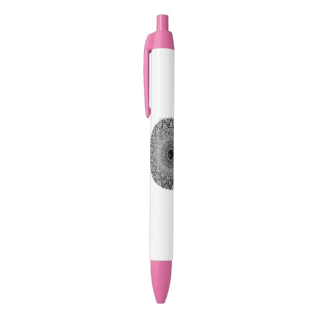 Bleu stylo de designer avec art de mandala monochrome (Haut (Vertical))