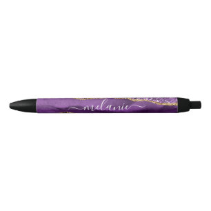 Bleu Stylo en marbre violet Parties scintillant or avec