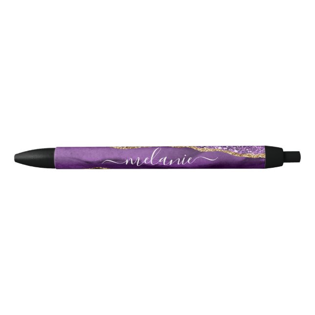 Bleu Stylo en marbre violet Parties scintillant or avec (Devant)