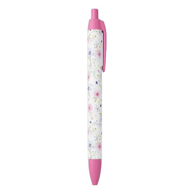 Bleu Stylo Motif Fleurs (Bas (Vertical))