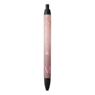 Bleu Stylo Pailleté Or Rose Personnalisé Nom et Lettre