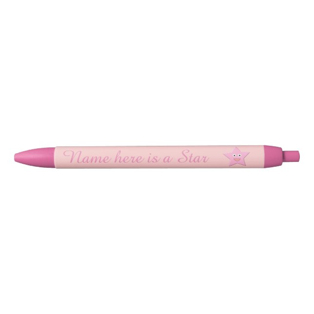 Bleu Stylo Personnalisé Rose Star (Devant)