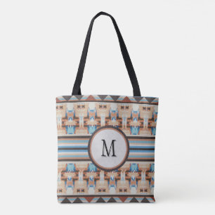 Bleu Sud-Ouest Abstrait et Sac fourre-tout Brown