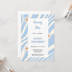BLEU SUPER ANNIVERSAIRE INVITATION